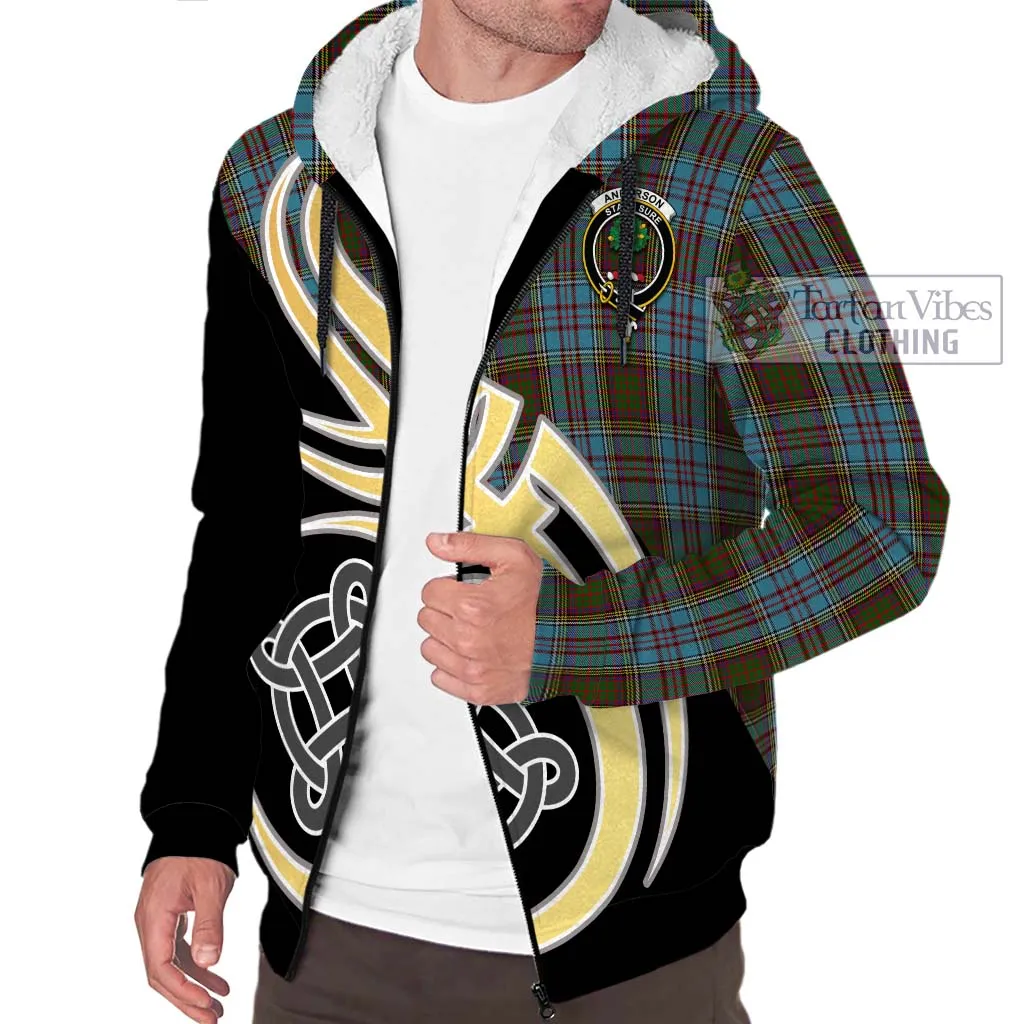 Anderson Tartan Sherpa Hoodie with Family Crest and Celtic Symbol Style