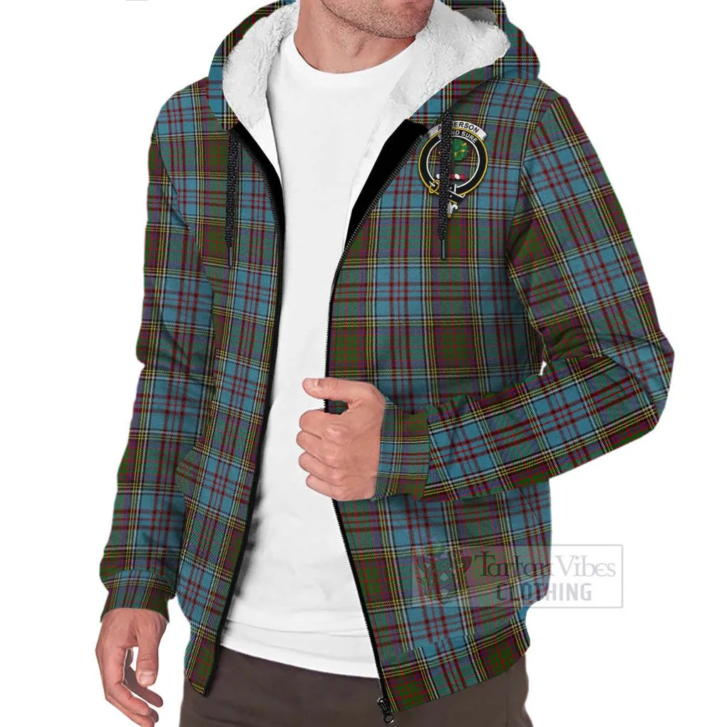 Anderson Tartan Sherpa Hoodie with Family Crest Celtic Skull Style