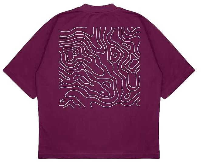 ANGAR Cotton Drop Shoulder Half Sleeves Oversized Fit CURVES Printed T-Shirt for Men
