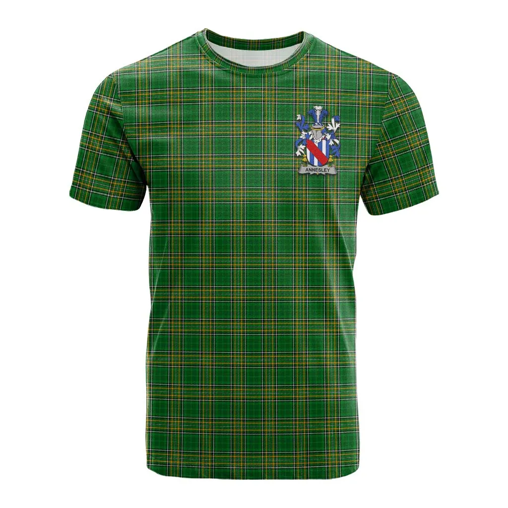 Annesley Irish Clan Tartan Cotton T-shirt with Coat of Arms