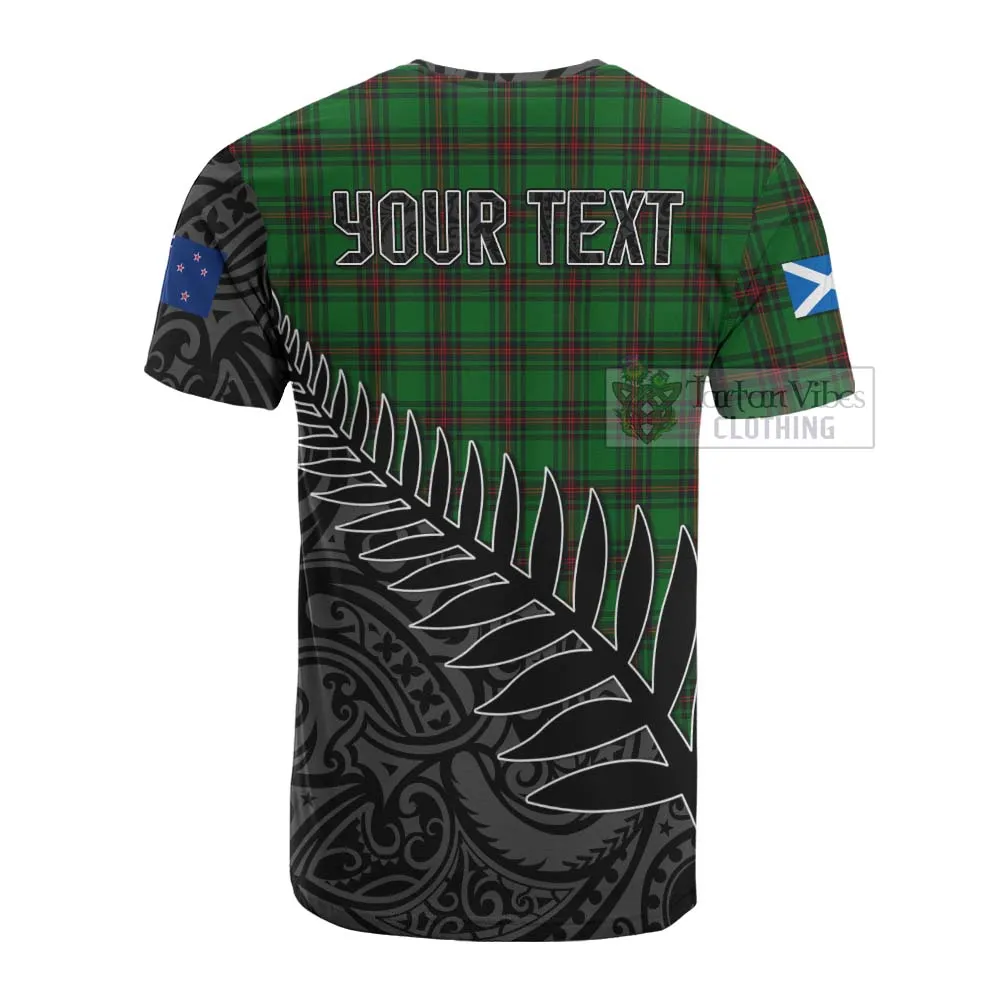 Anstruther Crest Tartan Cotton T-shirt with New Zealand Silver Fern Half Style