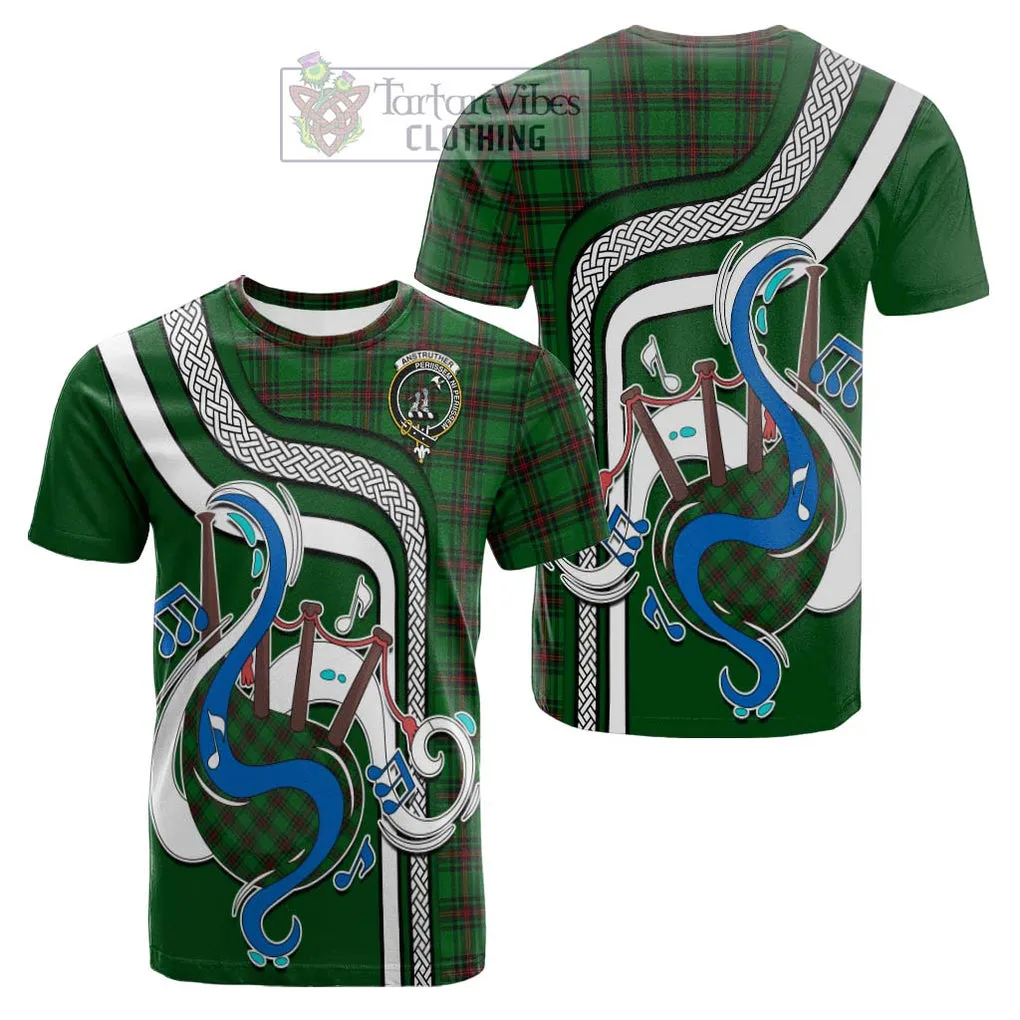 Anstruther Tartan Cotton T-shirt with Epic Bagpipe Style