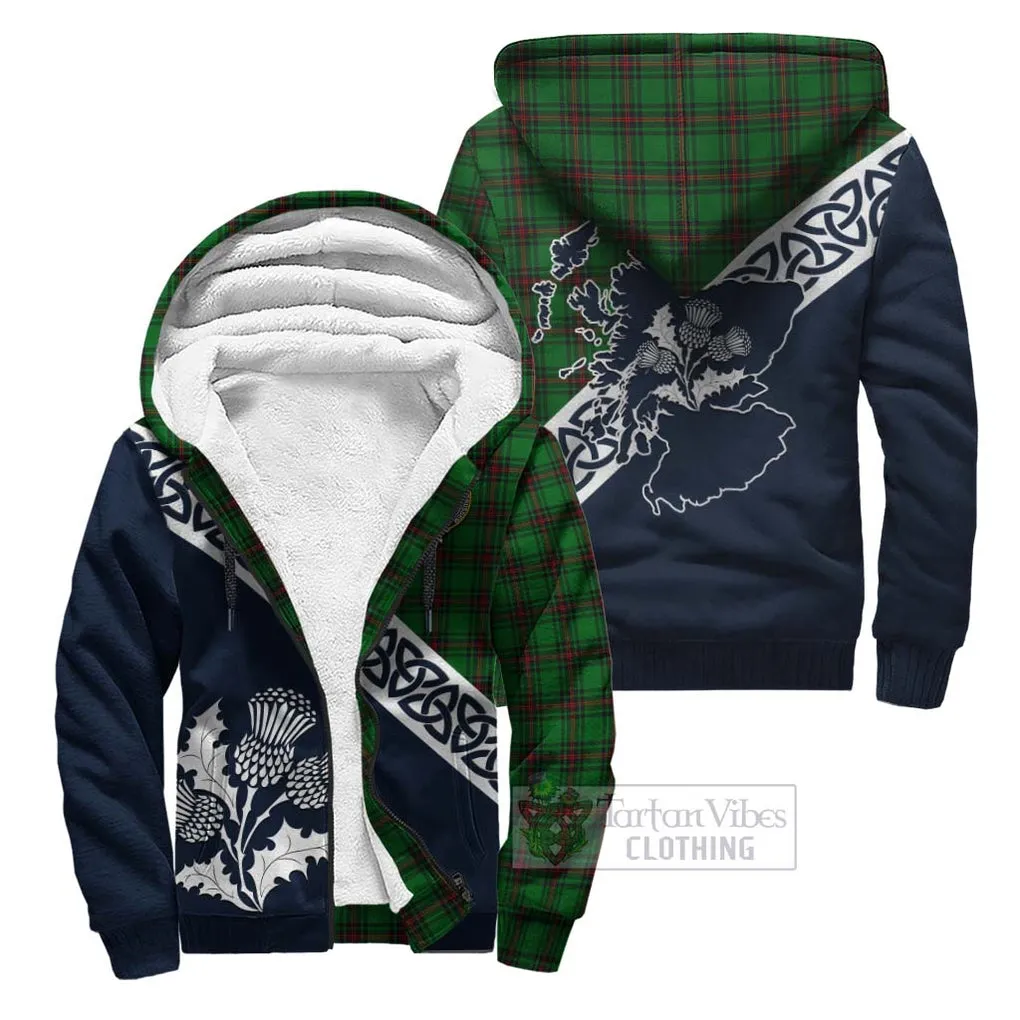 Anstruther Tartan Sherpa Hoodie Featuring Thistle and Scotland Map