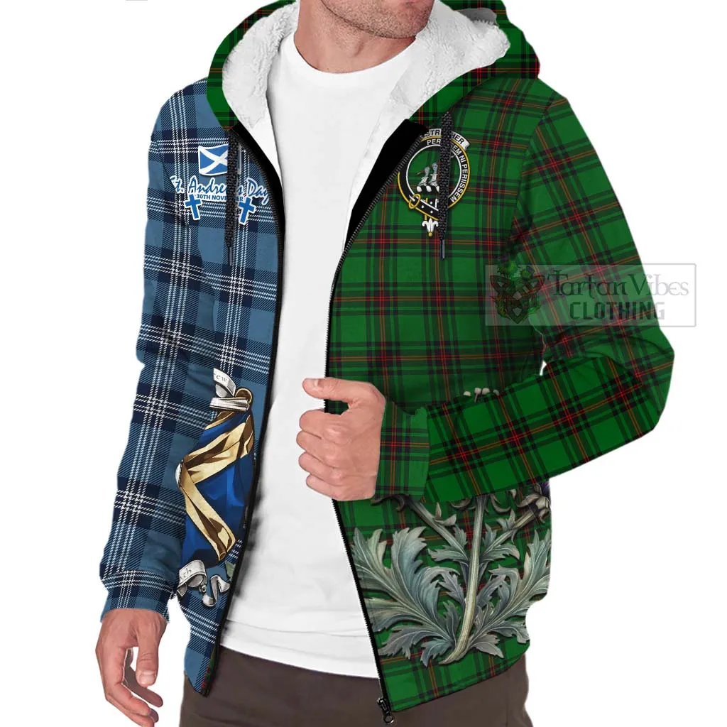 Anstruther Tartan Sherpa Hoodie Happy St. Andrew's Day Half Tartan Style