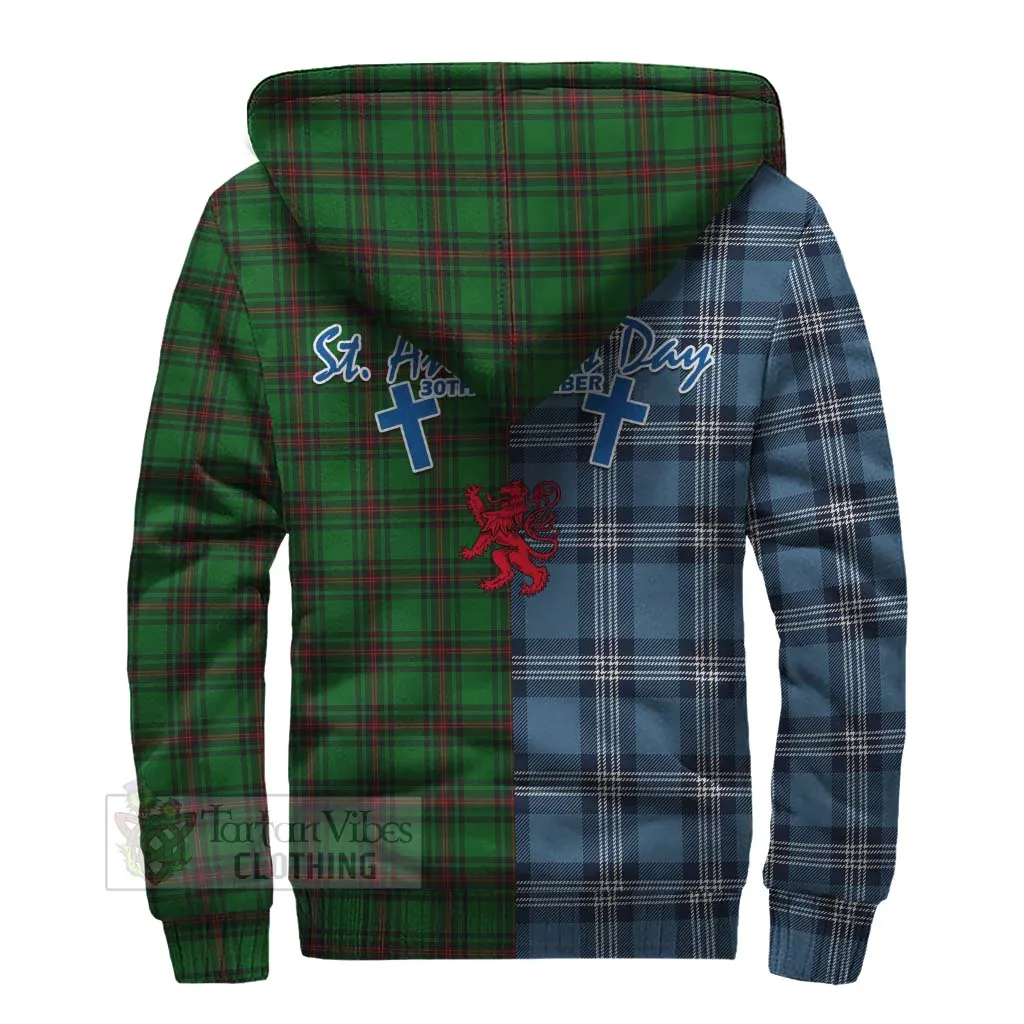 Anstruther Tartan Sherpa Hoodie Happy St. Andrew's Day Half Tartan Style