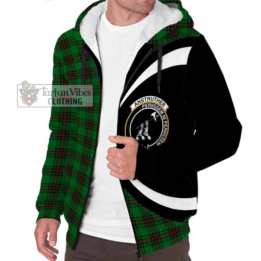 Anstruther Tartan Sherpa Hoodie with Family Crest Circle Style