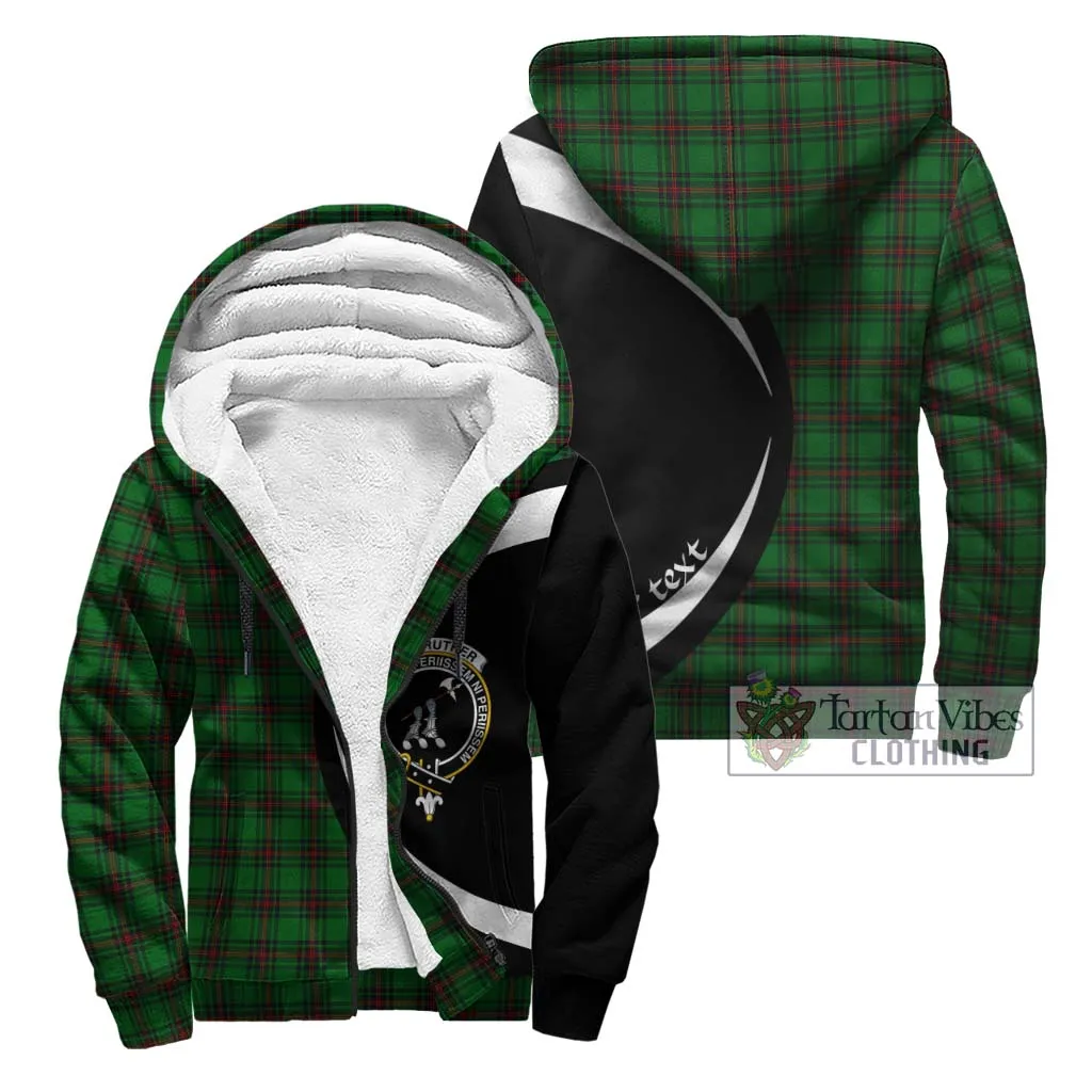 Anstruther Tartan Sherpa Hoodie with Family Crest Circle Style