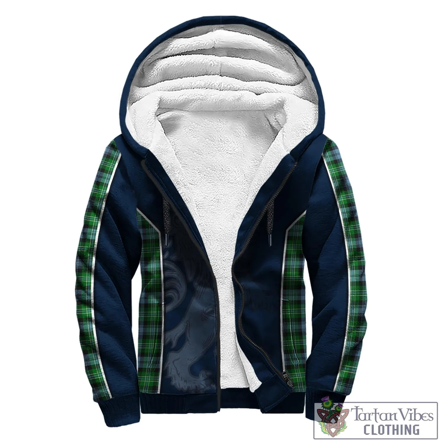 Arbuthnot Ancient Tartan Sherpa Hoodie with Family Crest and Lion Rampant Vibes Sport Style