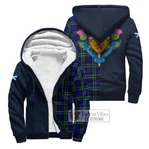 Arbuthnot Modern Tartan Sherpa Hoodie Alba with Scottish Lion Royal Arm Half Style