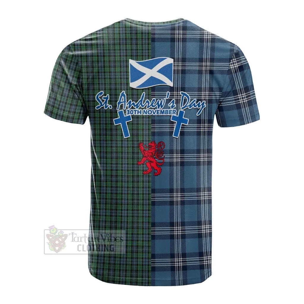 Arbuthnot Tartan Cotton T-shirt Happy St. Andrew's Day Half Tartan Style