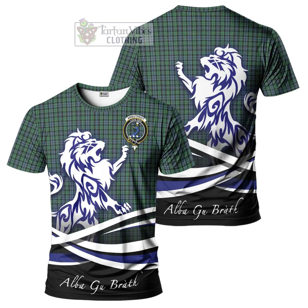 Arbuthnot Tartan Cotton T-shirt with Alba Gu Brath Regal Lion Emblem