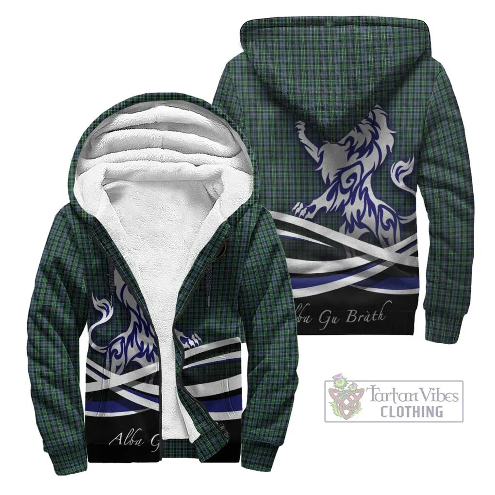 Arbuthnot Tartan Sherpa Hoodie with Alba Gu Brath Regal Lion Emblem