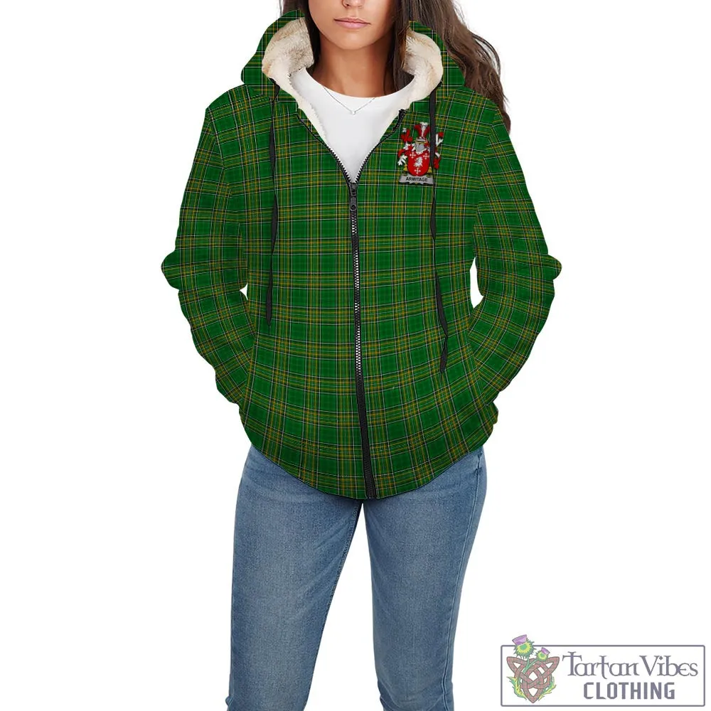 Armitage Irish Clan Tartan Sherpa Hoodie with Coat of Arms