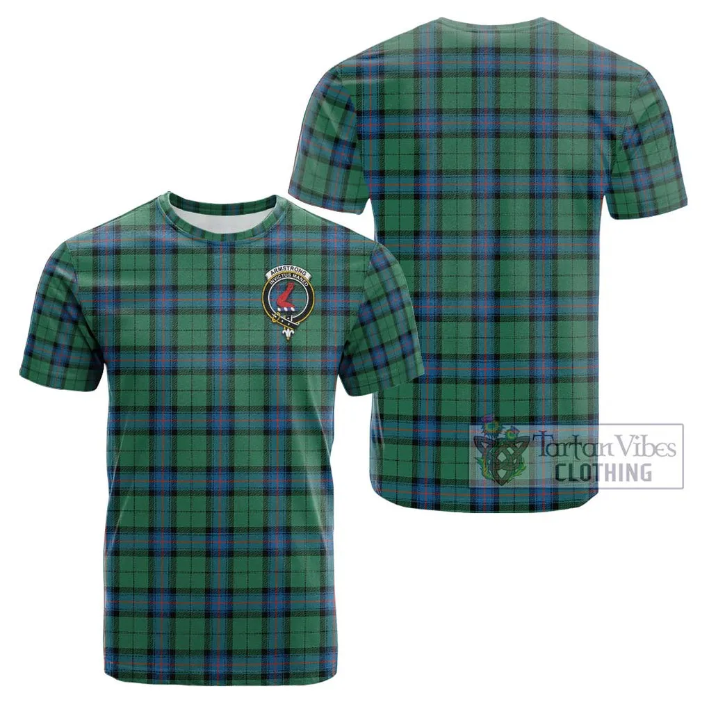 Armstrong Ancient Tartan Cotton T-Shirt with Family Crest