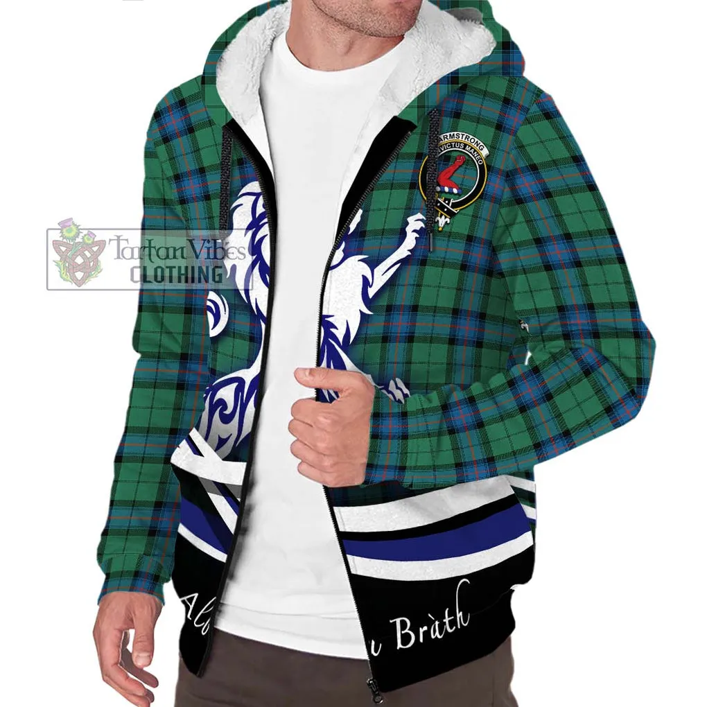 Armstrong Ancient Tartan Sherpa Hoodie with Alba Gu Brath Regal Lion Emblem