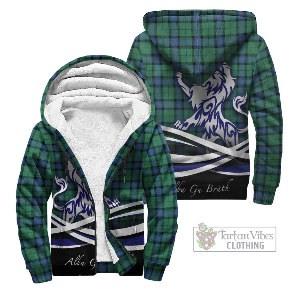 Armstrong Ancient Tartan Sherpa Hoodie with Alba Gu Brath Regal Lion Emblem