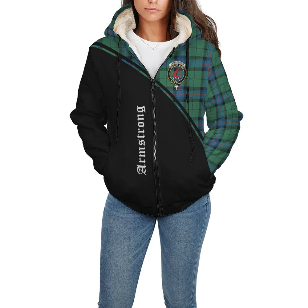 Armstrong Ancient Tartan Sherpa Hoodie with Family Crest Curve Style