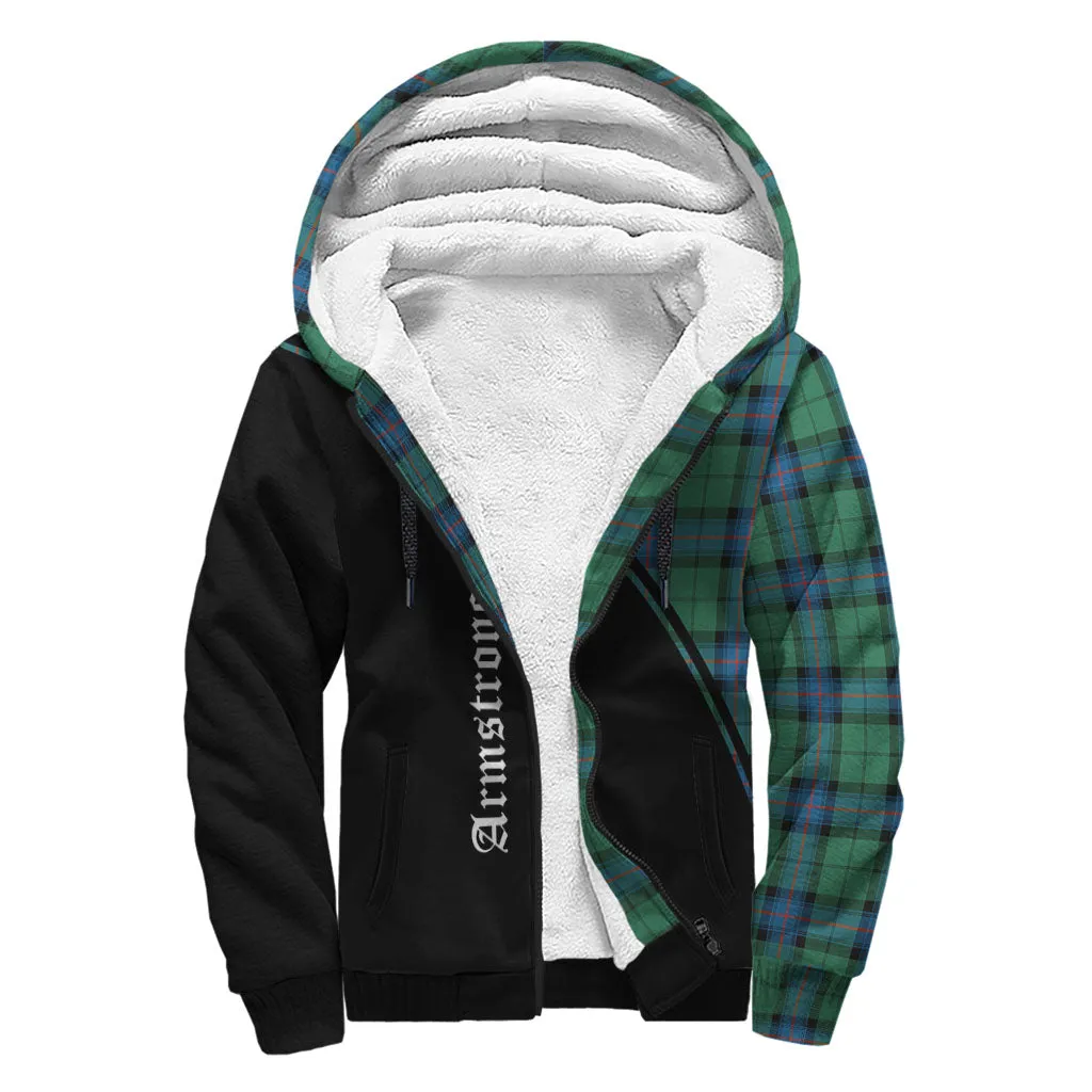 Armstrong Ancient Tartan Sherpa Hoodie with Family Crest Curve Style