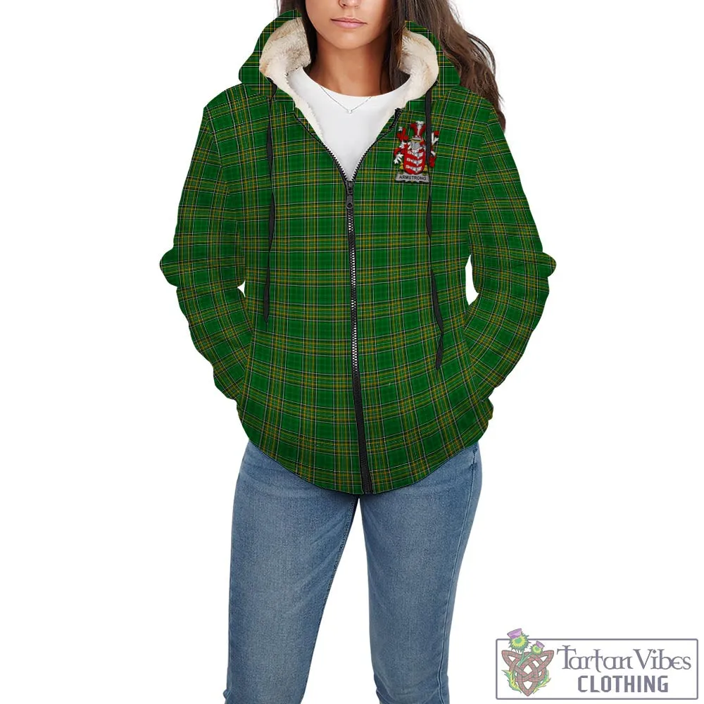 Armstrong Irish Clan Tartan Sherpa Hoodie with Coat of Arms