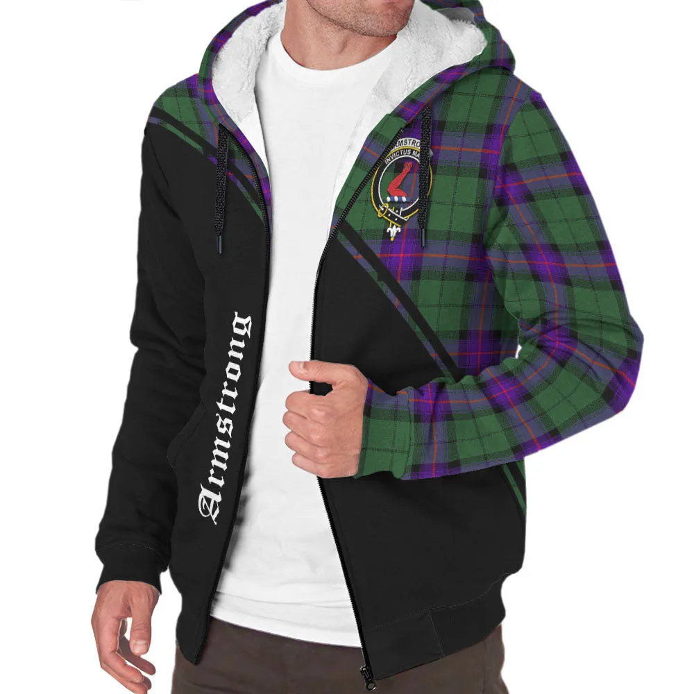 Armstrong Modern Tartan Sherpa Hoodie with Family Crest Curve Style