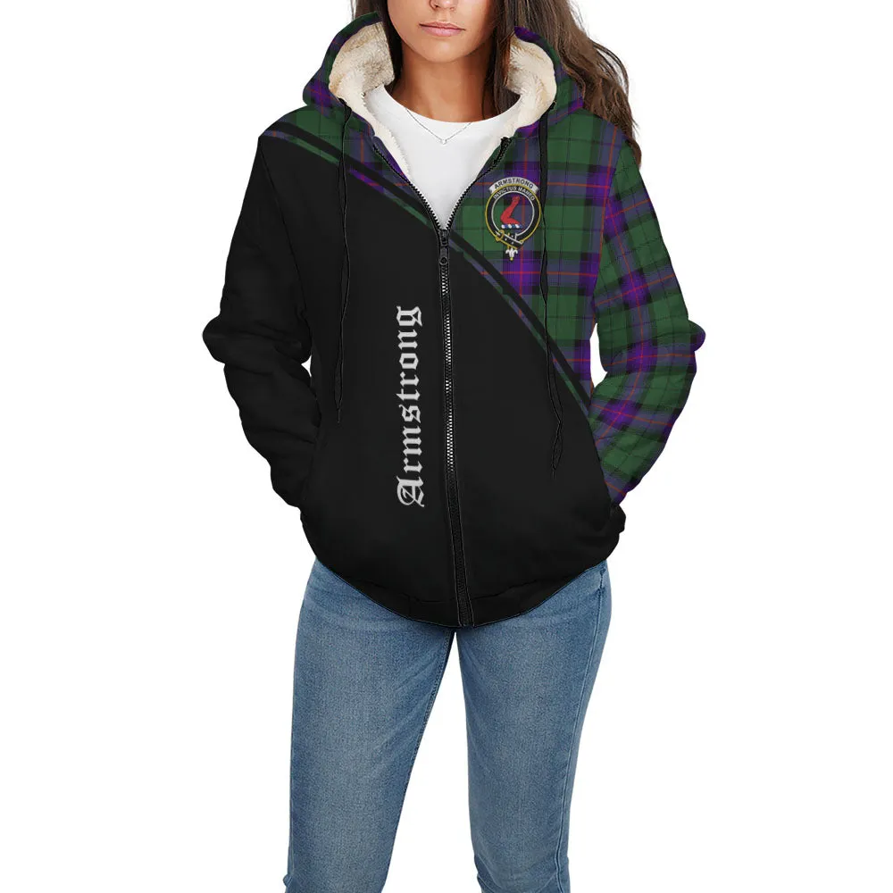 Armstrong Modern Tartan Sherpa Hoodie with Family Crest Curve Style