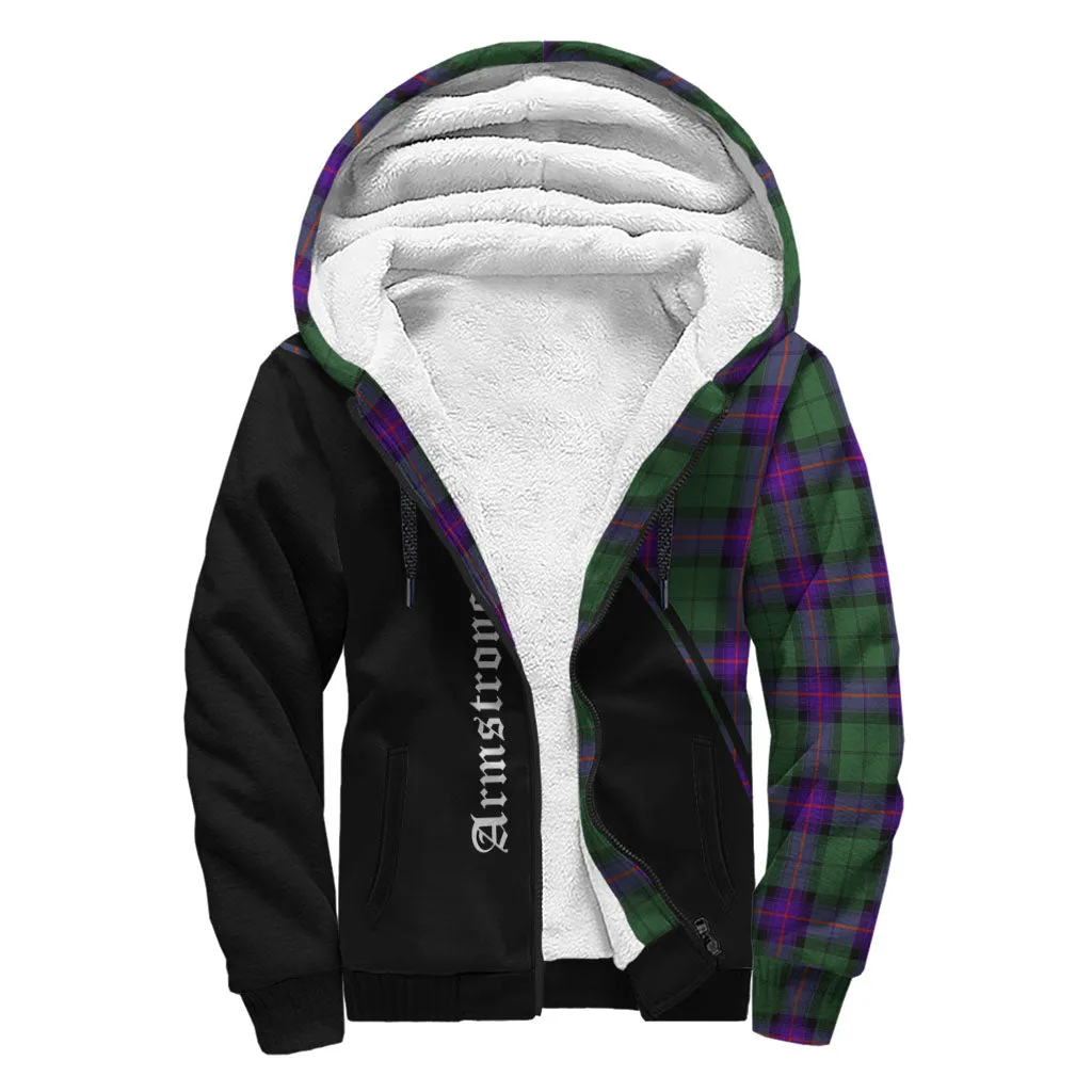 Armstrong Modern Tartan Sherpa Hoodie with Family Crest Curve Style