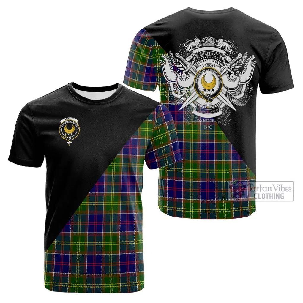 Arnott Tartan Cotton T-shirt with Family Crest and Military Logo Style