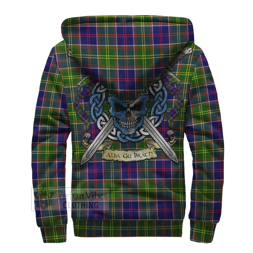 Arnott Tartan Sherpa Hoodie with Family Crest Celtic Skull Style