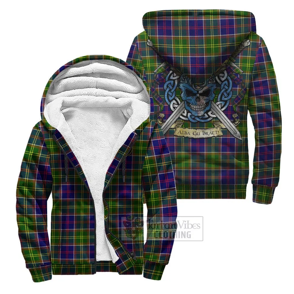 Arnott Tartan Sherpa Hoodie with Family Crest Celtic Skull Style