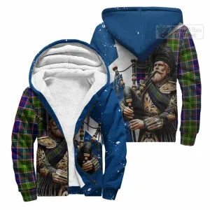 Arnott Tartan Sherpa Hoodie with Family Crest Scottish Bagpiper Vibes