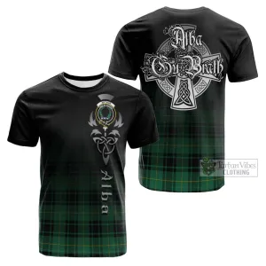 Arthur Ancient Tartan Cotton T-shirt Featuring Alba Gu Brath Family Crest Celtic Inspired