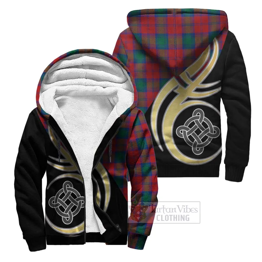 Auchinleck (Affleck) Tartan Sherpa Hoodie with Family Crest and Celtic Symbol Style