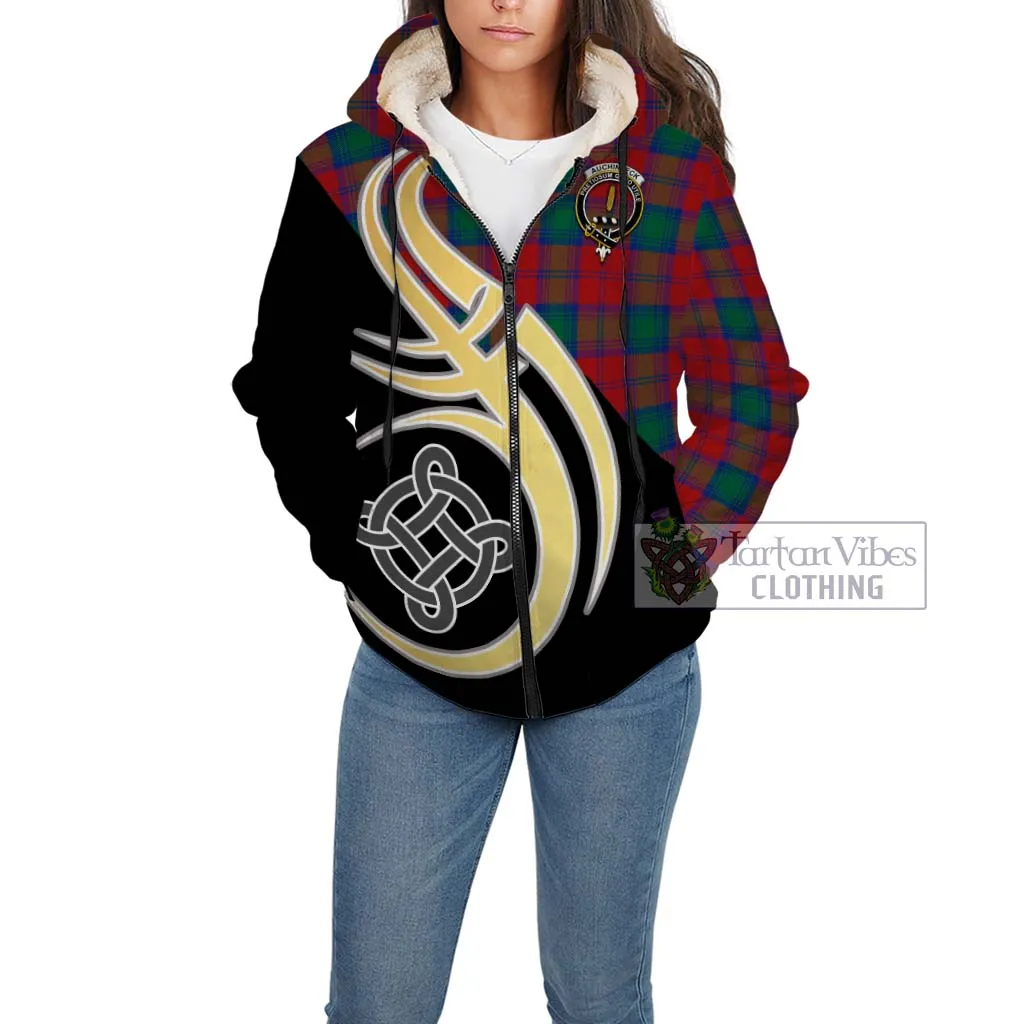 Auchinleck (Affleck) Tartan Sherpa Hoodie with Family Crest and Celtic Symbol Style