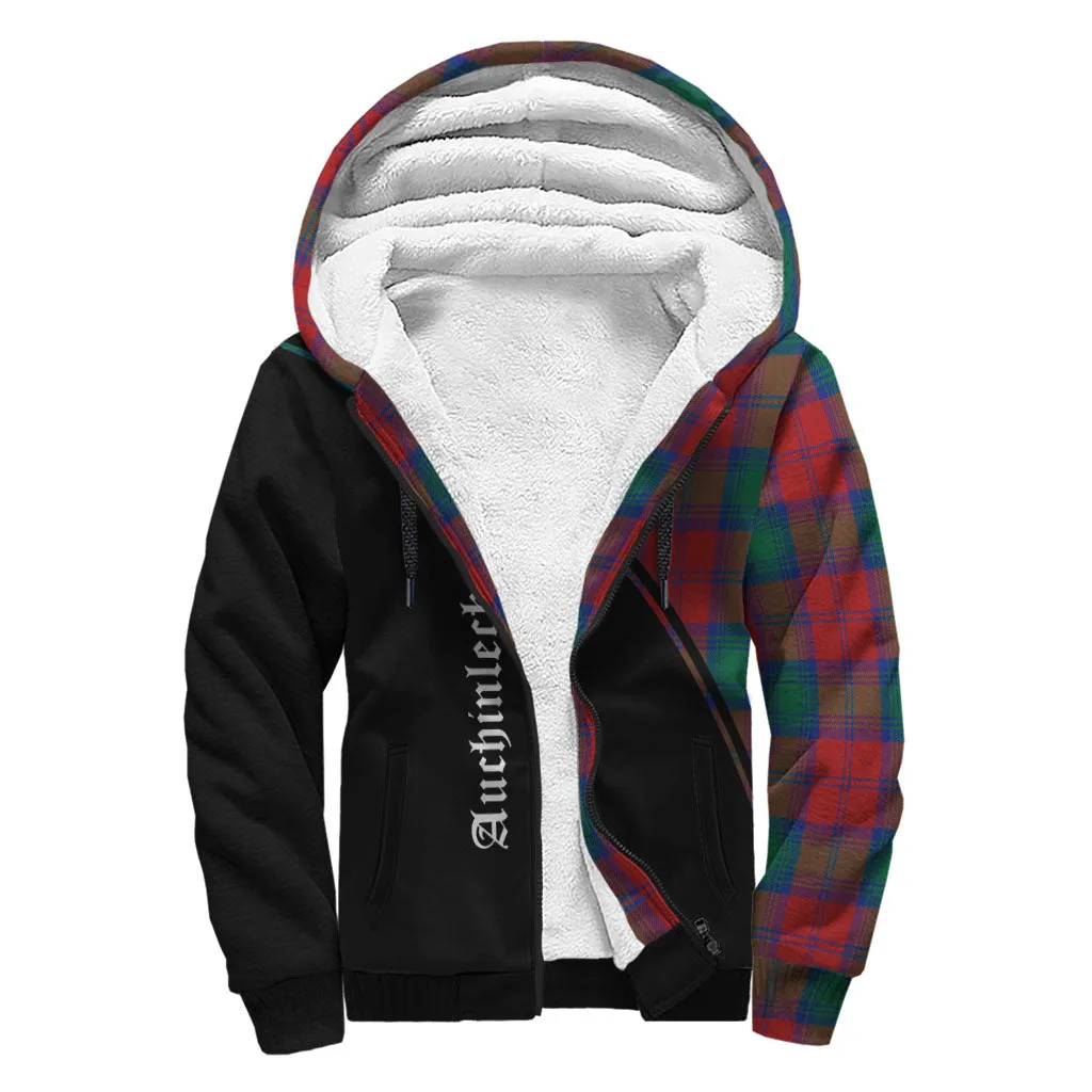 Auchinleck (Affleck) Tartan Sherpa Hoodie with Family Crest Curve Style