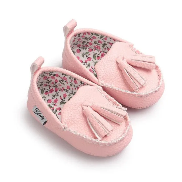 Baby Boy Girl Baby Moccasins Soft Moccs Shoes Bebe Fringe Soft Soled Non-slip Footwear Crib Shoes New PU Suede Leather