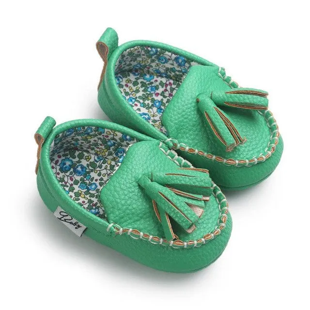 Baby Boy Girl Baby Moccasins Soft Moccs Shoes Bebe Fringe Soft Soled Non-slip Footwear Crib Shoes New PU Suede Leather