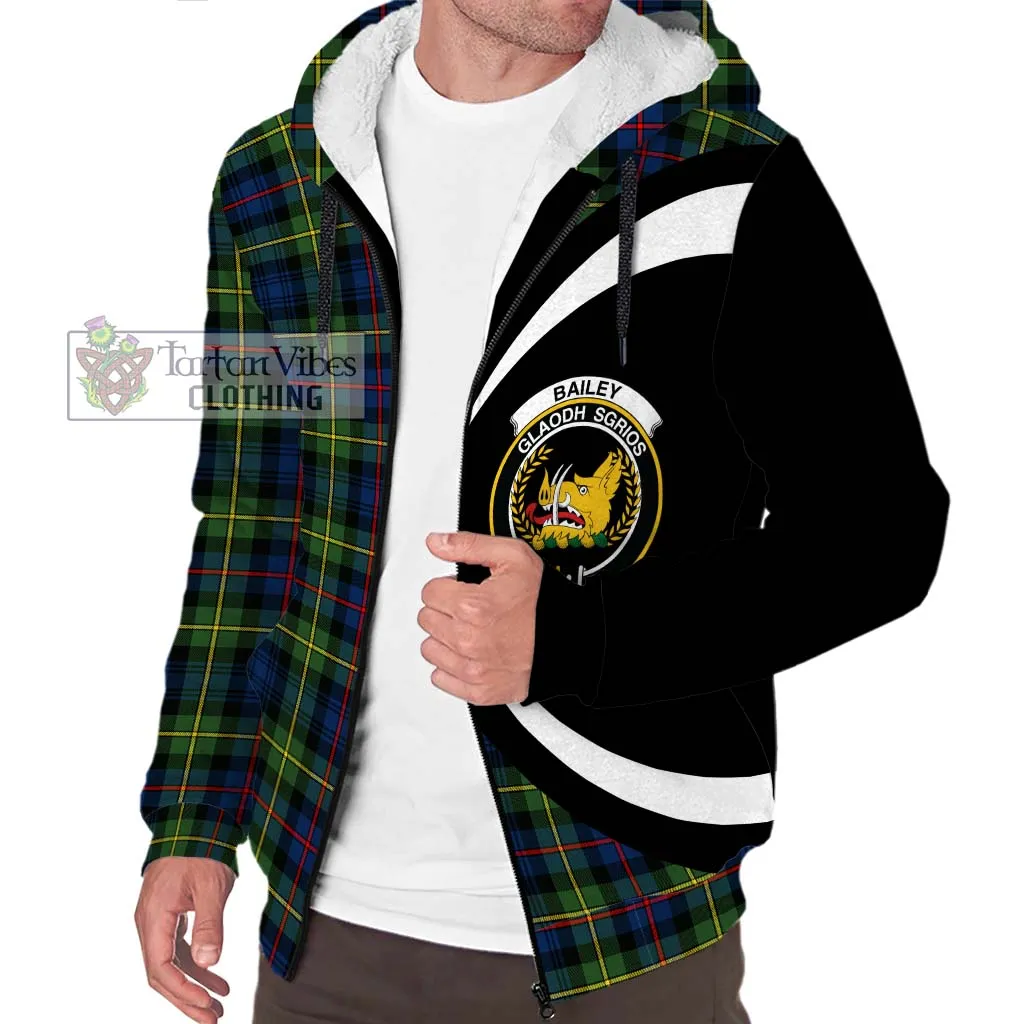 Bailey Modern Tartan Sherpa Hoodie with Family Crest Circle Style