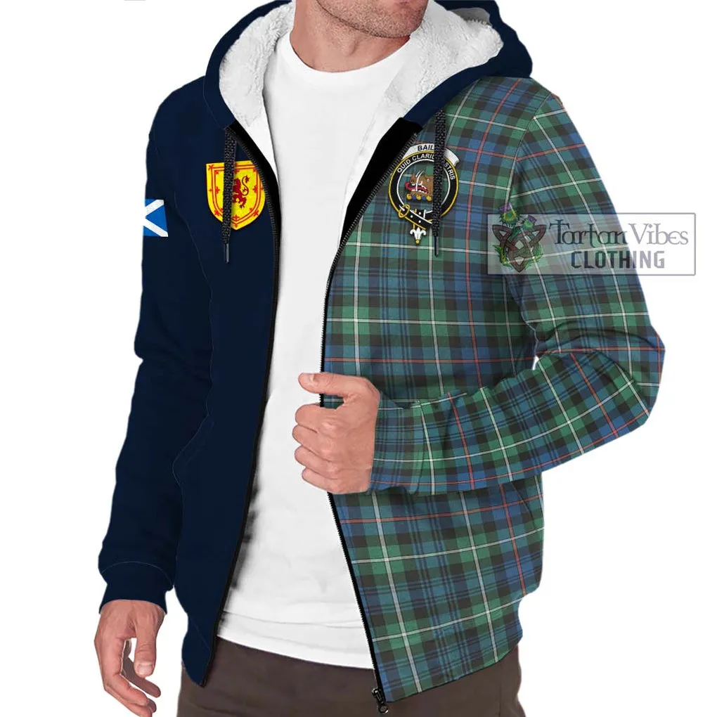 Baillie Ancient Tartan Sherpa Hoodie Alba with Scottish Lion Royal Arm Half Style