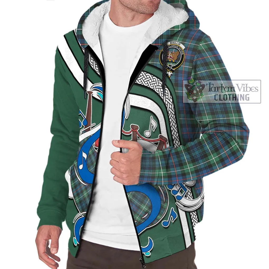 Baillie Ancient Tartan Sherpa Hoodie with Epic Bagpipe Style