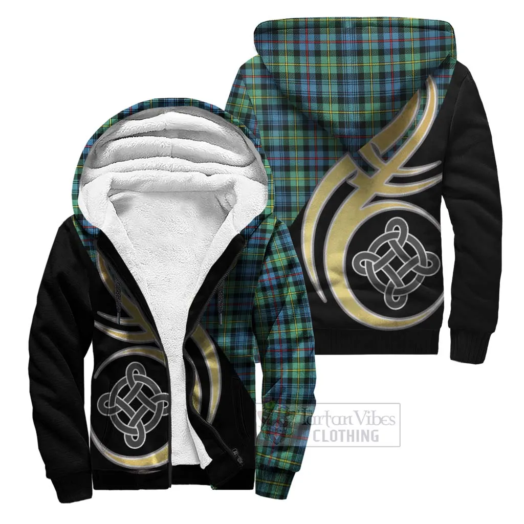 Baillie Ancient Tartan Sherpa Hoodie with Family Crest and Celtic Symbol Style