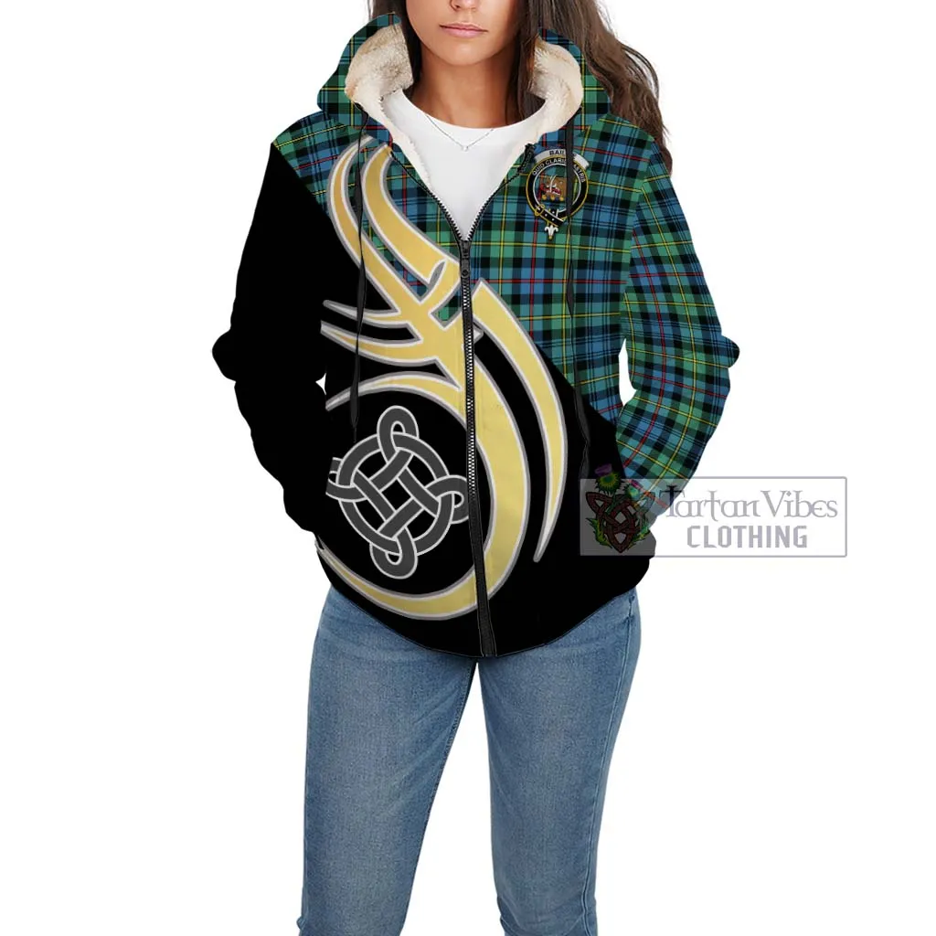 Baillie Ancient Tartan Sherpa Hoodie with Family Crest and Celtic Symbol Style