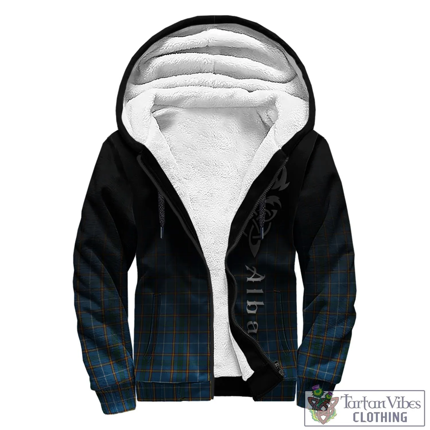 Bain Tartan Sherpa Hoodie Featuring Alba Gu Brath Family Crest Celtic Inspired