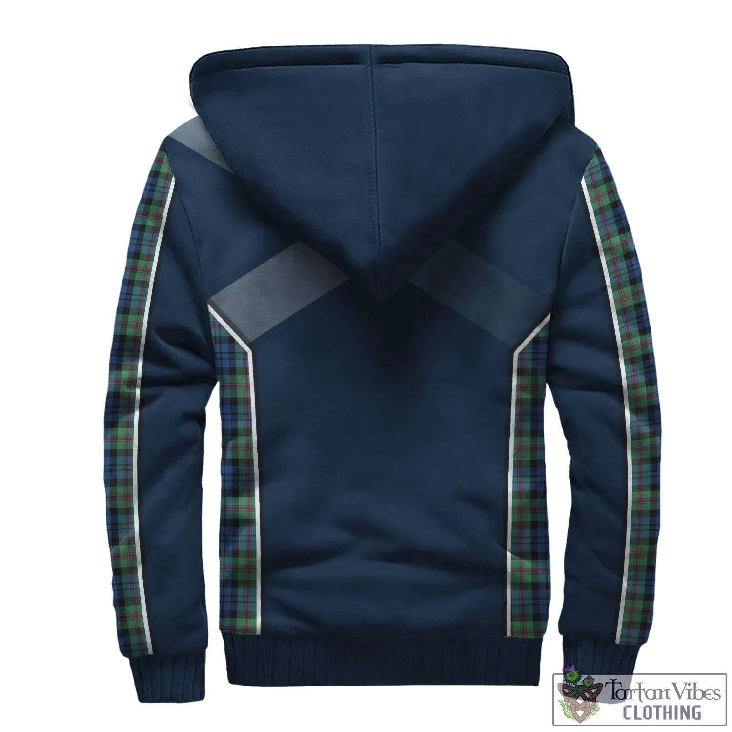 Baird Ancient Tartan Sherpa Hoodie with Family Crest and Scottish Thistle Vibes Sport Style