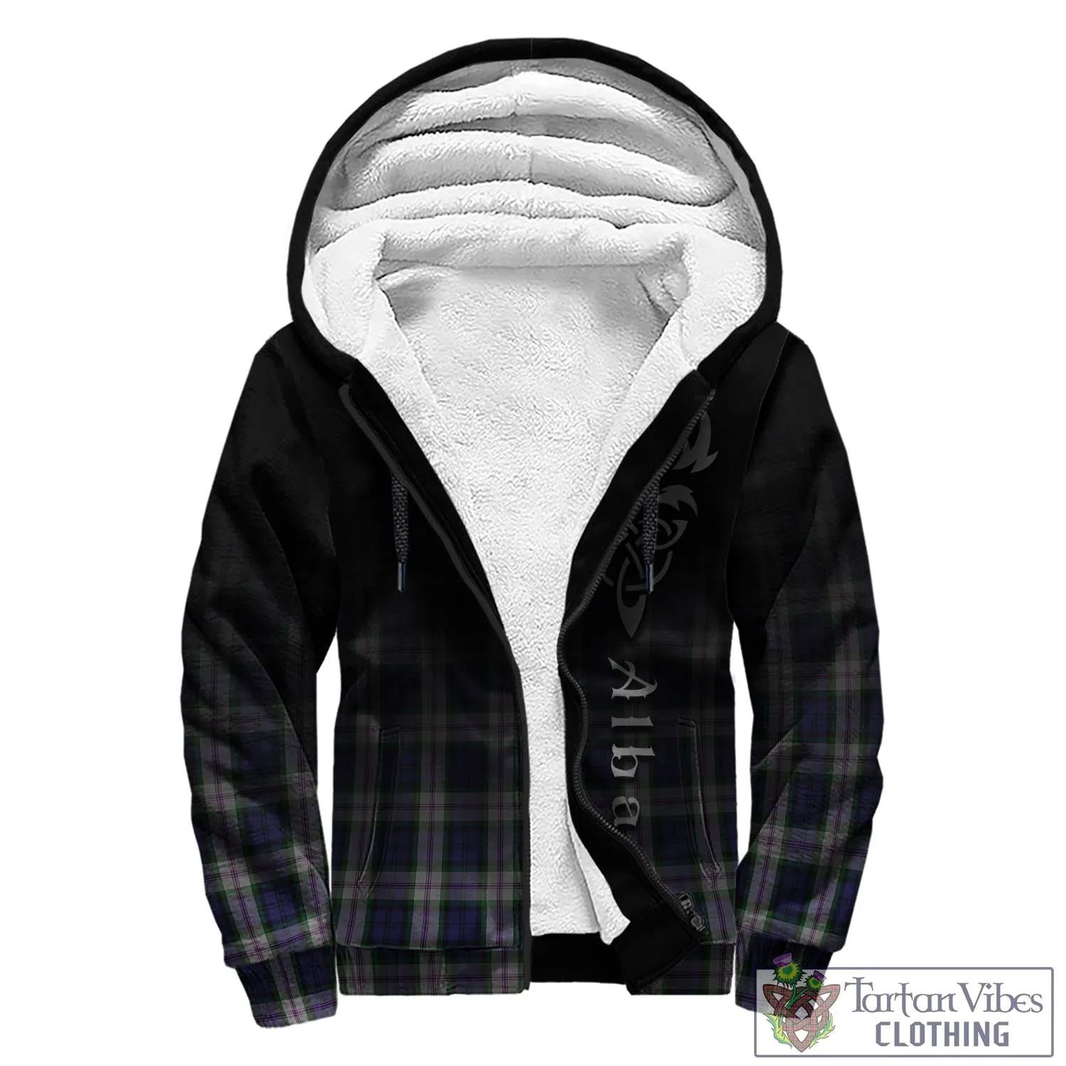 Baird Dress Tartan Sherpa Hoodie Featuring Alba Gu Brath Family Crest Celtic Inspired