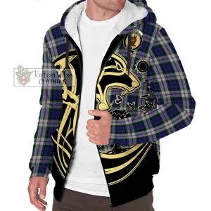 Baird Dress Tartan Sherpa Hoodie with Family Crest Celtic Wolf Style