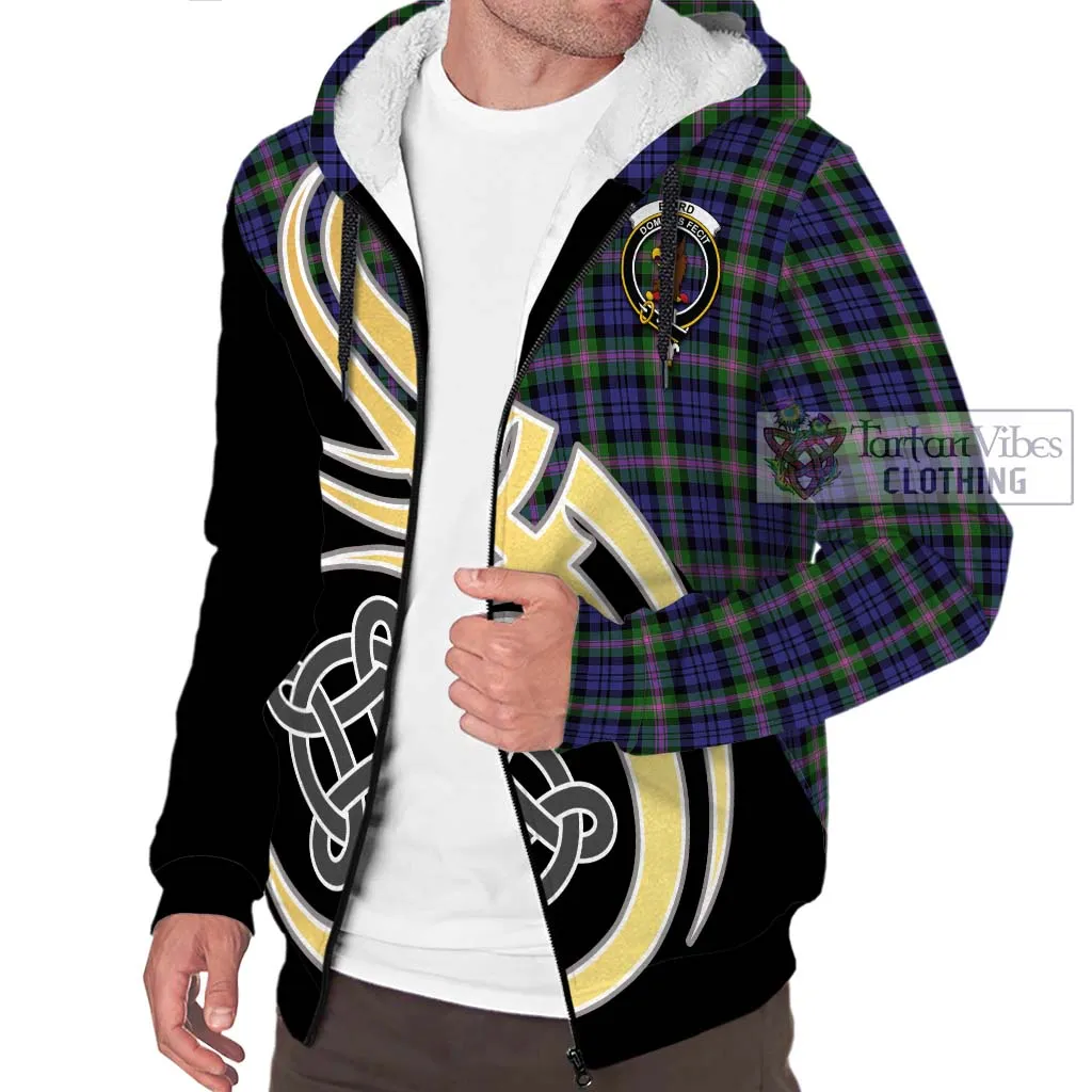 Baird Modern Tartan Sherpa Hoodie with Family Crest and Celtic Symbol Style