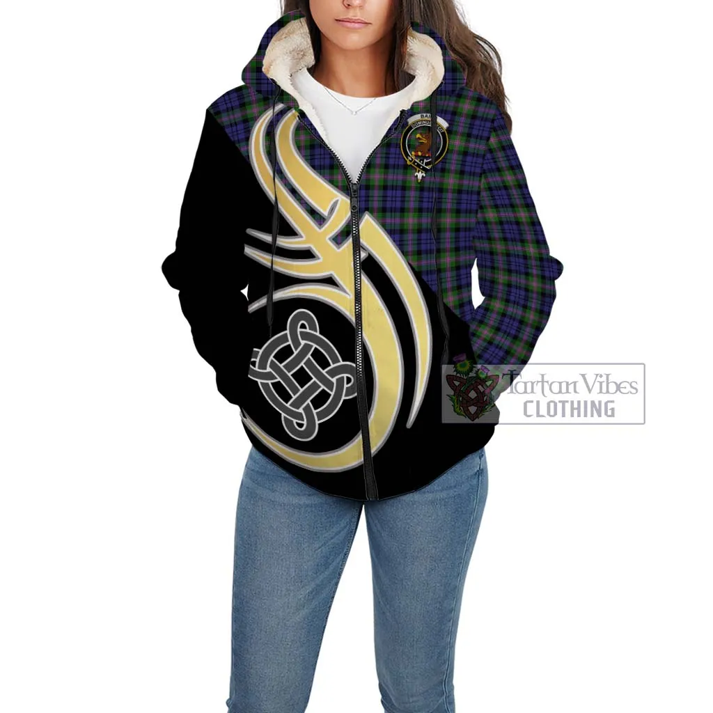 Baird Modern Tartan Sherpa Hoodie with Family Crest and Celtic Symbol Style