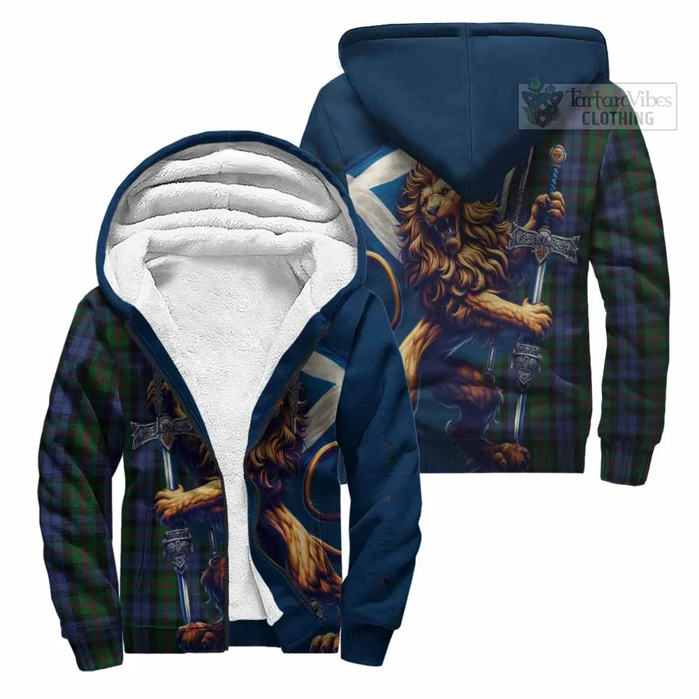 Baird Tartan Family Crest Sherpa Hoodie with Scottish Majestic Lion