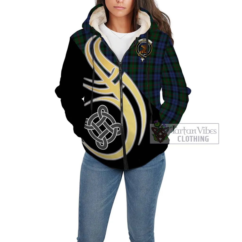 Baird Tartan Sherpa Hoodie with Family Crest and Celtic Symbol Style