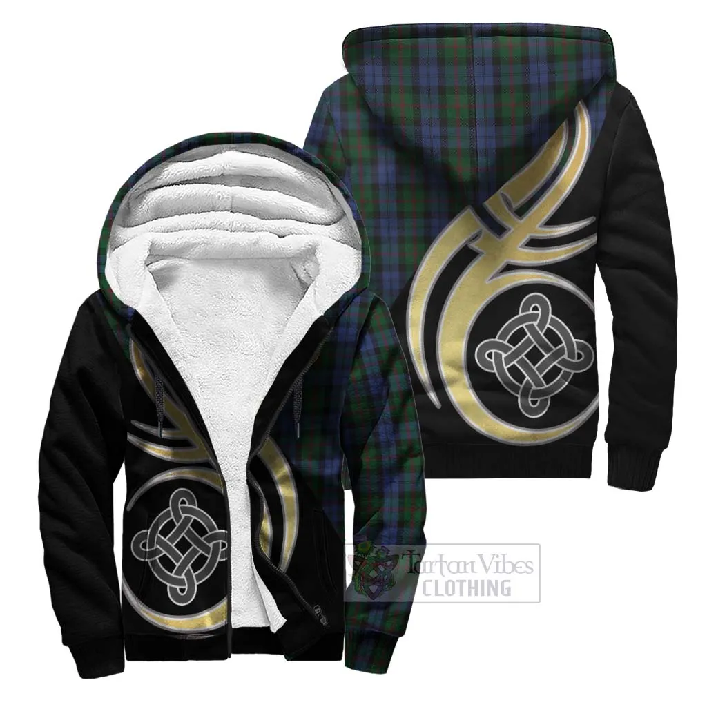 Baird Tartan Sherpa Hoodie with Family Crest and Celtic Symbol Style